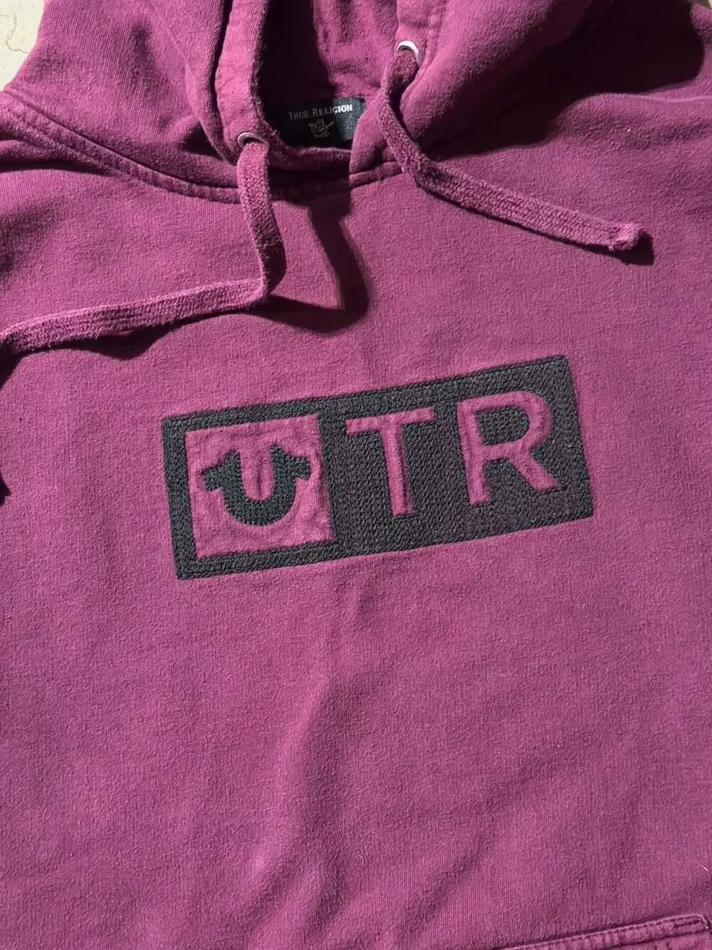 True Religion Logo Pullover Hoodie Maroon Size XL